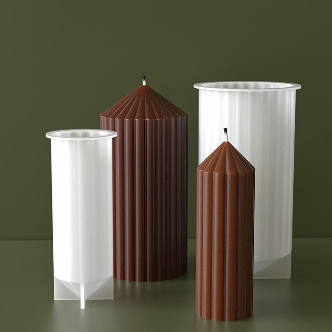 2 Pack Stripe Cylinder Pillar Spiral Candle Resin Mold - Image 2