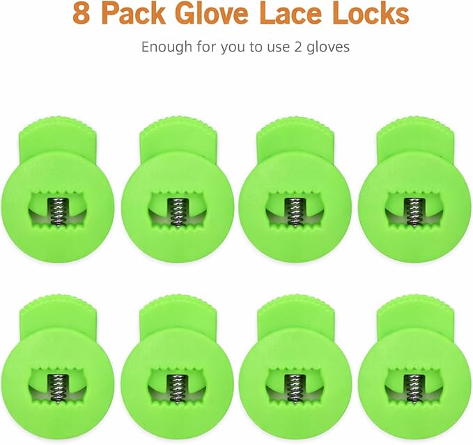 AliBall Glove Locks, Lace Locks for Baseball Glove 8 Pack, Never Need Thying Knots Again, Strong Elasticity, Made Plastic and Springs, Fits All Gloves, Baseball Gloves Accessories