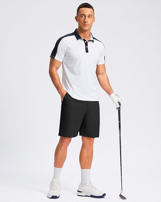 Pudolla Men's Casual Shorts 7"/9"/5" Lightweight Golf Shorts with 3 Pockets Stretch Quick Dry Comfy Work Shorts