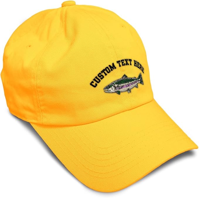 Custom Soft Baseball Hat Embroidered Dad Hat Fish Rainbow Trout Men & Ladies Baseball Cap Cotton