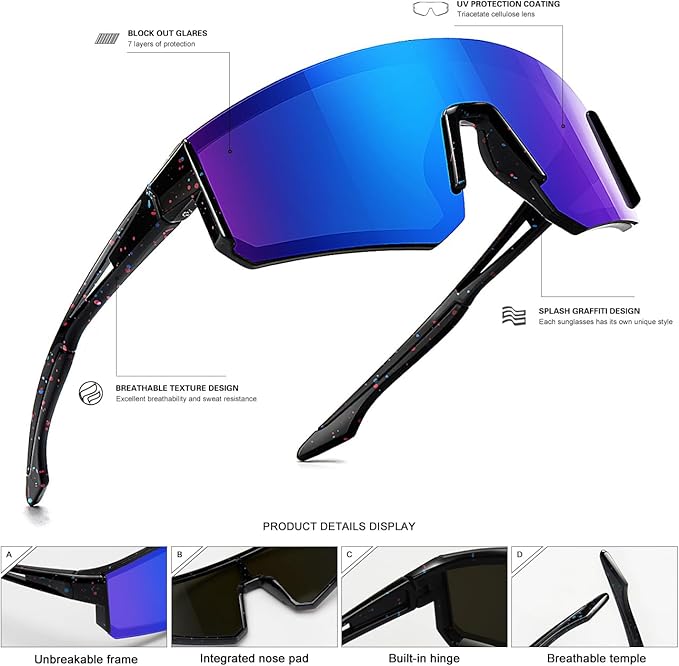 SEKKAF Youth Baseball Sunglasses for Boys Girls Age 6-12 Softball Cycling Sports Sunglasses for Kids Lightweight Frame