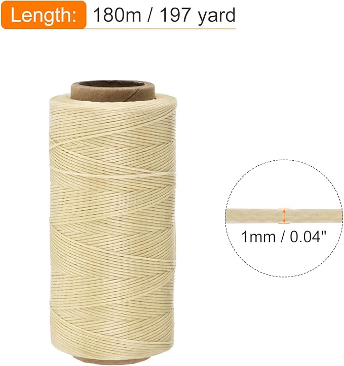 MECCANIXITY Waxed Thread, 197 Yard 1mm 210D Flat Wax Thread Polyester Waxed - Image 2