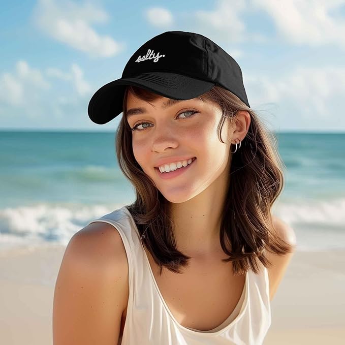 DALIX Salty Embroidered Cotton Beach Baseball Cap Adjustable Dad Hat Womens