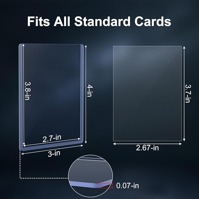 50 Count Card Sleeves Hard Plastic, 3"x4" Baseball Card Protectors Hard Plastic for Baseball, Football and Game Cards