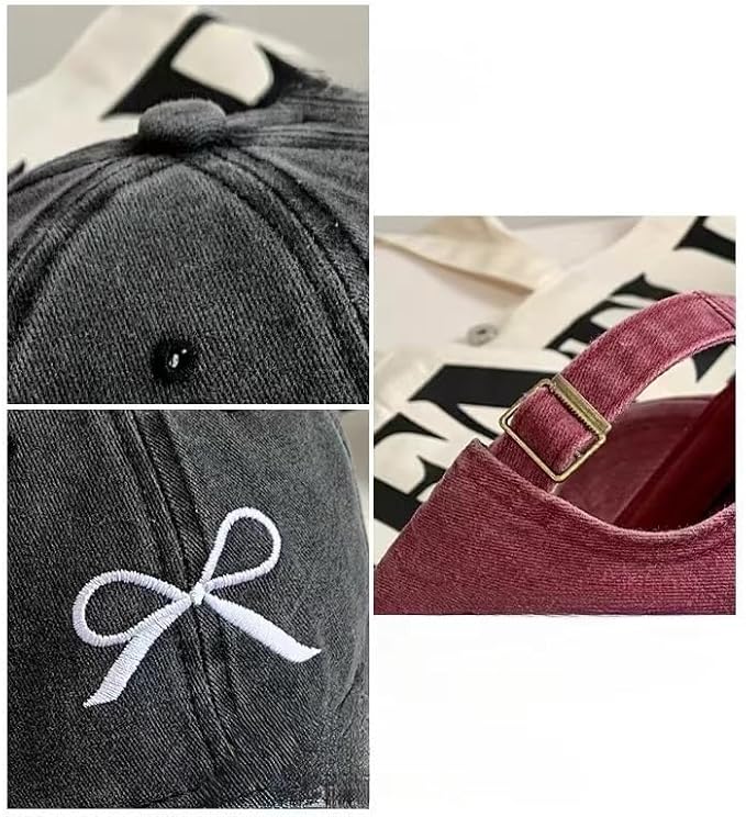 Sumleno Womens Trendy Cute Bow Baseball Cap Y2k Aesthetic Preppy Sun Cap Hiking Travel Trucker Hat Accessories
