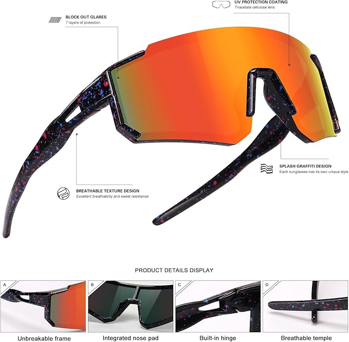 SEKKAF Youth Baseball Sunglasses Kids Sports Sunglasses for Boys Girls Softball Cycling Glasses UV400 Protection