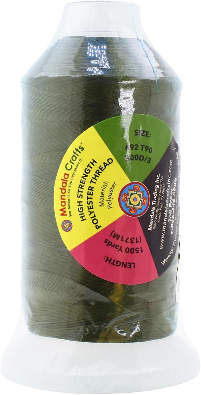 Mandala Crafts Olive Green Heavy Duty Thread -1500 Yds Tex 90 Thread - Image 3