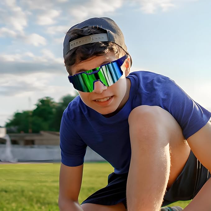 FEISEDY Kids Sunglasses Youth Baseball Sun Glasses, UV400 Sports Teens Cycling Shades for Boys Girls Age 8-16 B0048