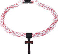Baseball Necklace with Cross Pendant Fashion Three Braided Rope Tornado Design for Sports Fan Baseball Theme Party Gift Idea, 18 Inch