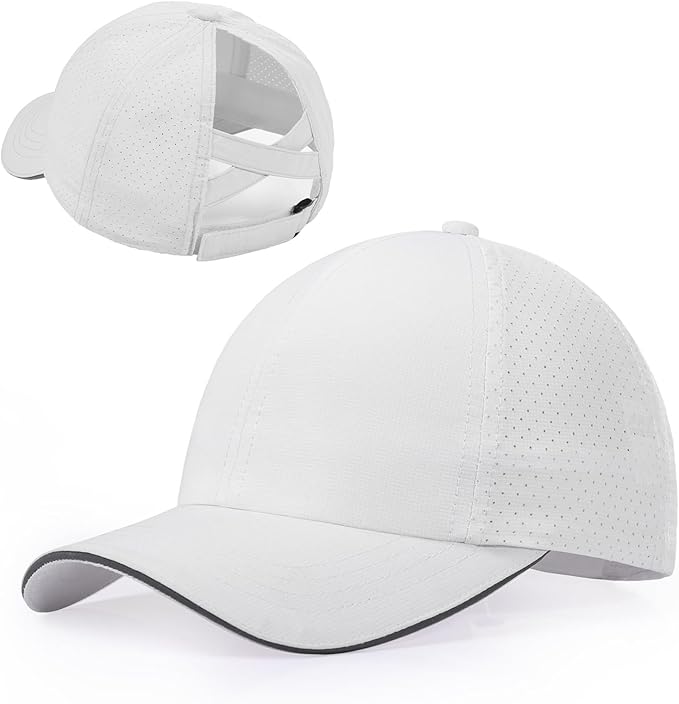 Little Girls Criss Cross Ponytail Hat Toddler Reflective Baseball Cap Kids Quick Dry Summer Sports Hats Age 3-8