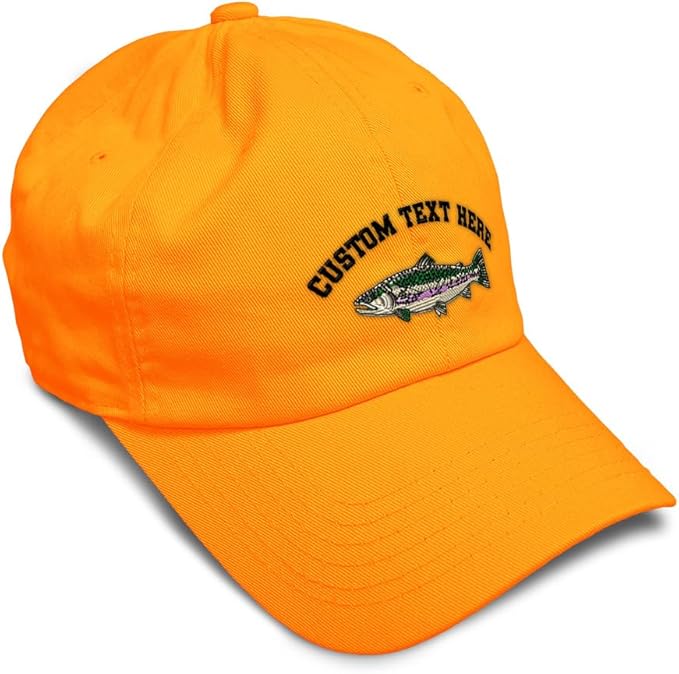 Custom Soft Baseball Hat Embroidered Dad Hat Fish Rainbow Trout Men & Ladies Baseball Cap Cotton