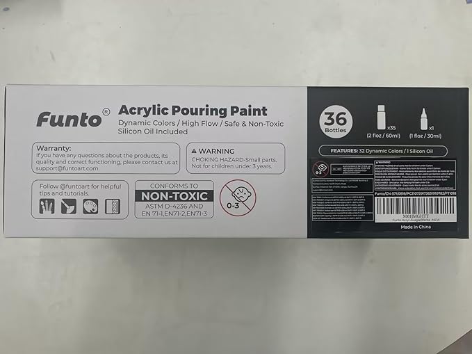 Funto Acrylic Pouring Paint Set, 36 Bottles, - Image 8