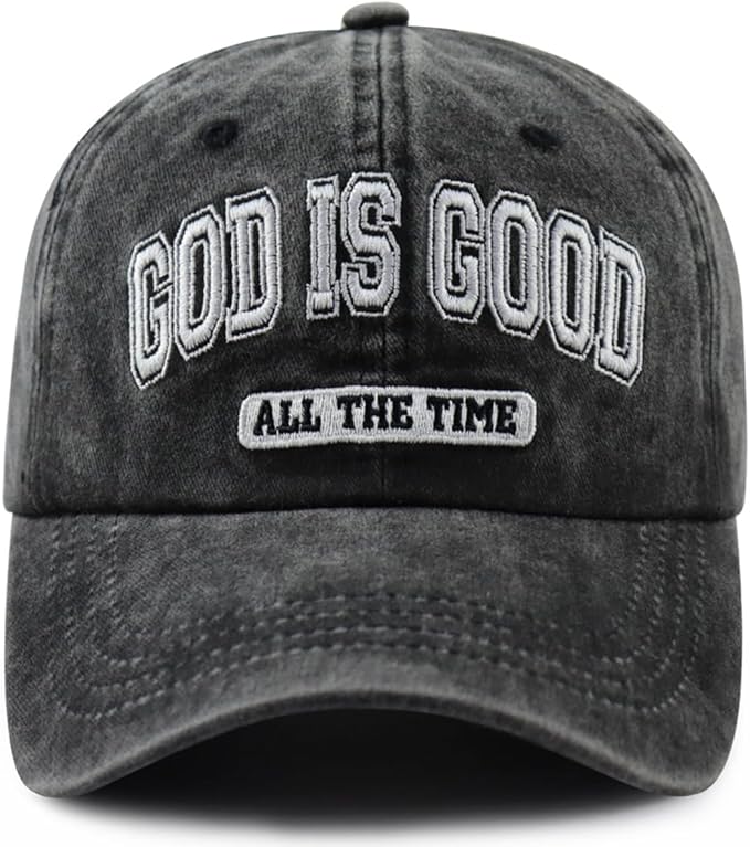 God is Good All The Time Hat for Men Women, Funny Adjustable Cotton Embroidered Jesus Christian Faith Baseball Cap