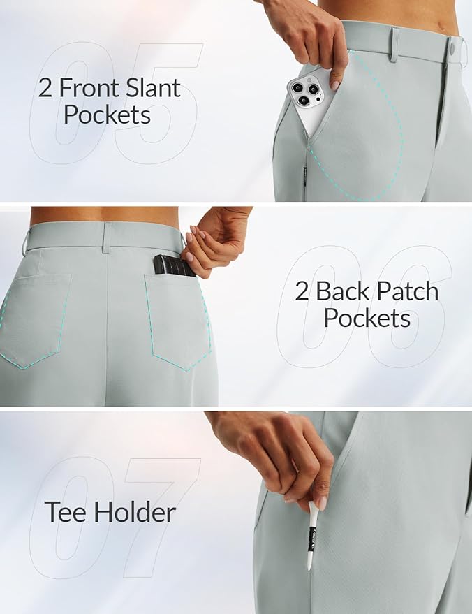 baleaf Women's Golf Pants Straight Leg Stretch Work Travel Pant with Pockets Dressy Bussiness Casual Slacks UPF 50+