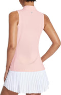 BALEAF Women's Golf Shirts Tank Tops Sleeveless Tennis Polo Racerback with Zipper Collar Athletic Tanks Quick Dry