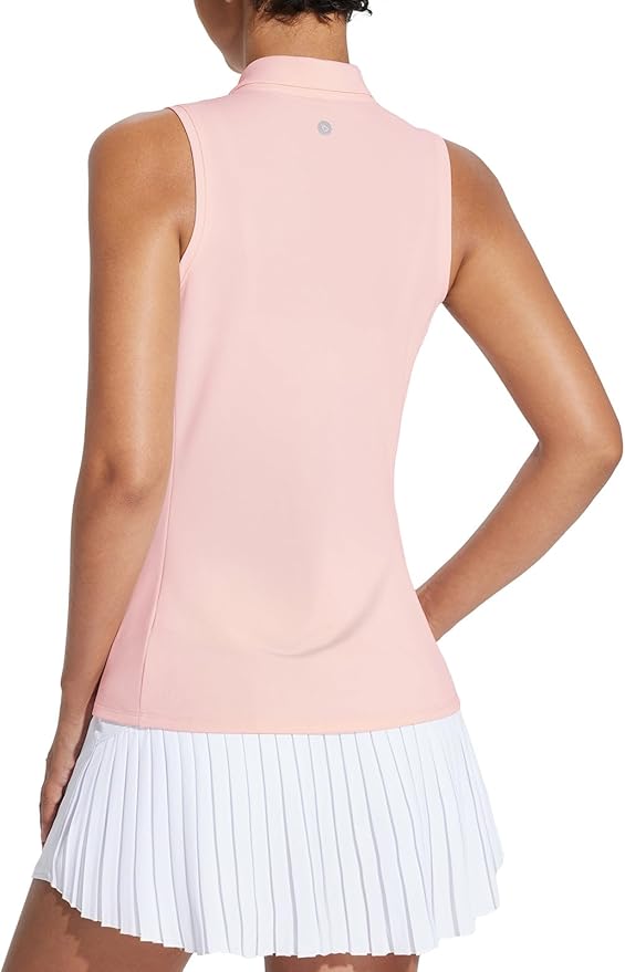 BALEAF Women's Golf Shirts Tank Tops Sleeveless Tennis Polo Racerback with Zipper Collar Athletic Tanks Quick Dry