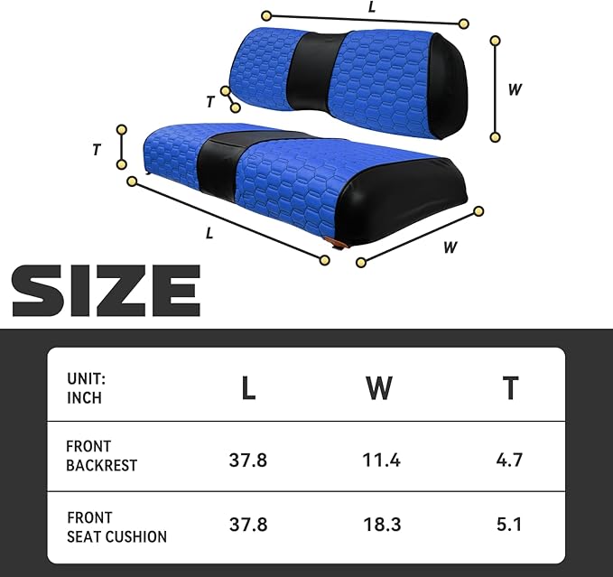 Golf Cart Seat Covers for EZGO TXT Club Car DS Gas or Electric OEM Regular Seat Cushion, No Staple, Golf Cart Vinyl Replacement Seat Cover