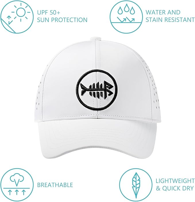 BASSDASH UPF 50+ Quick Dry Baseball Cap Water Resistant Laser Cut Mesh Snapback Hat for Men Women Fishing Hiking FH14