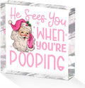 Funny Santa Desk Decor Acrylic Sign 4X4 Inch, Humorous Christmas Decorations by Unknown