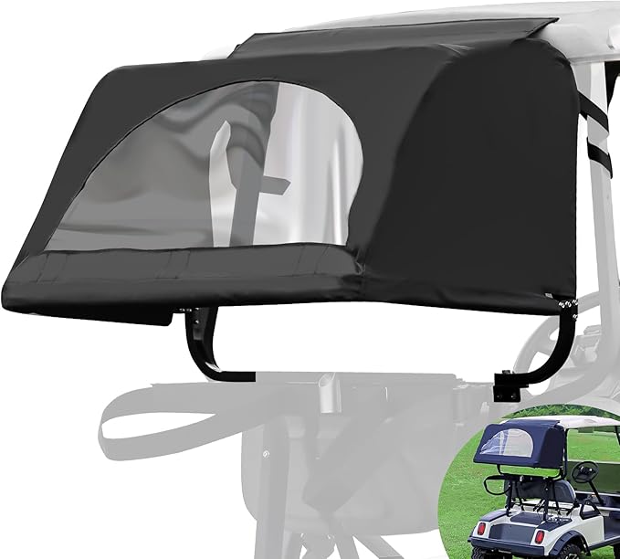 DRIVE UP Golf Cart Rear Bag Rain Cover for Most Yamaha Club Car EZGO Golf Carts, Black/Beige Heavy-Duty Golf Rear Rain Shelter with Bracket Kit