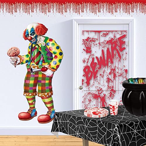 Beistle 2-Count Jointed Zombie Clowns, Halloween Scary Clown for Parties, Special Events Prop for Haunted House, Zombie Clowns Standing Cutout, 5’6”