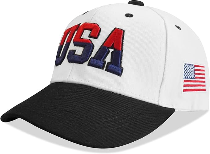 American Flag Patriotic Baseball Cap | Embroidered USA Flag 100% Cotton Adjustable Hat for Men & Women