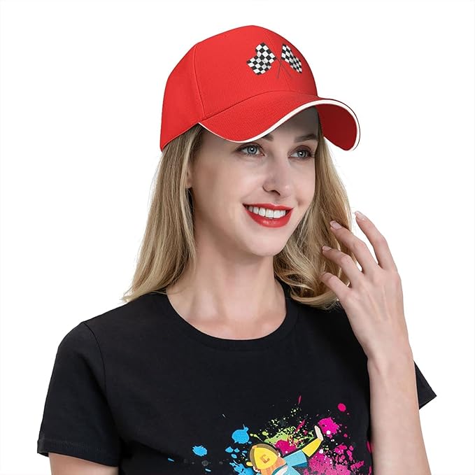 Waldeal Men's Baseball Caps Checkered Flags Race Car Flag Pole Adjustable Dad Hat