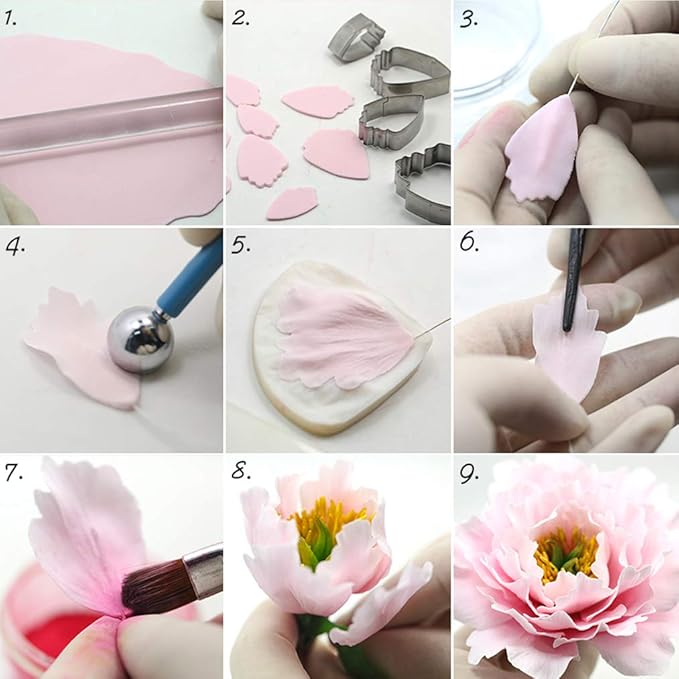 62pcs Gumpaste Flowers and Leaves Fondant Tool Leaf Tool Kit Gum Paste Flower - Image 3