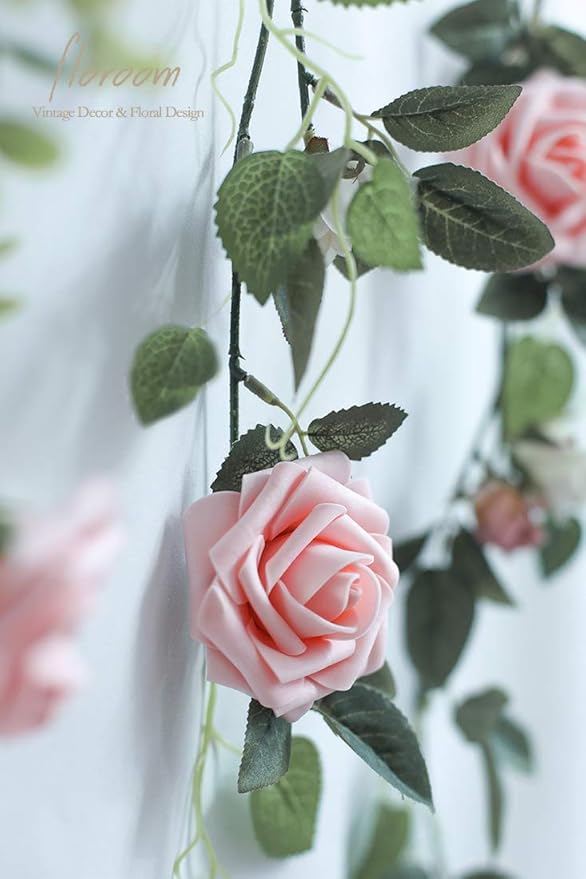 Floroom Artificial Flowers 50pcs Real Looking Peach Pink Foam Fake Roses - Image 7