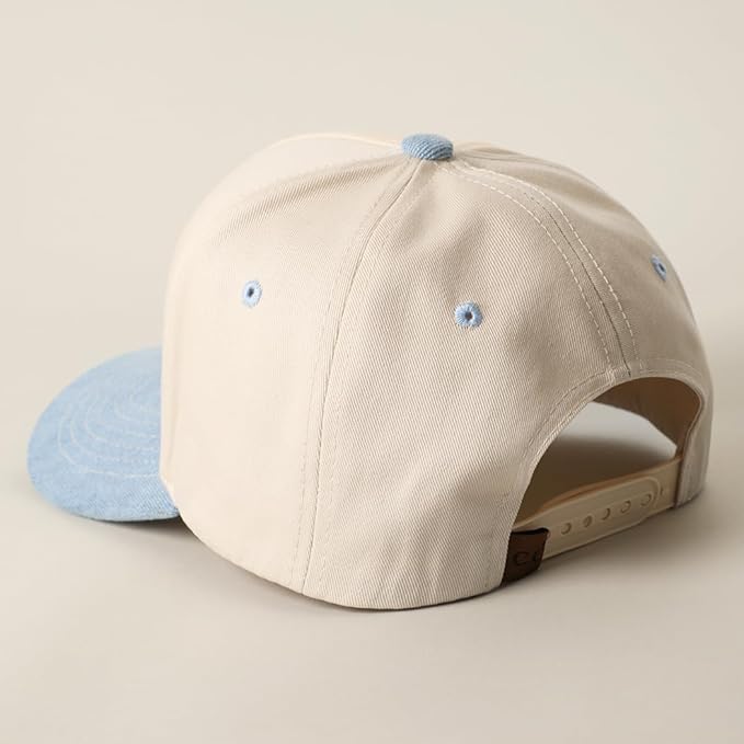 MIRMARU Two-Tone Vintage Canvas Trucker Hats for Men & Women, Adjustable Size Baseball Caps with Trendy Embroidered Design