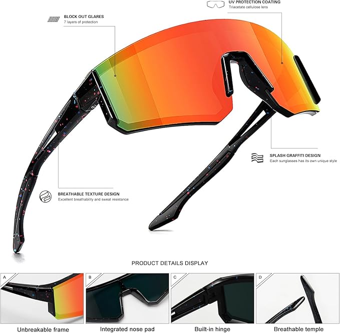 SEKKAF Youth Baseball Sunglasses for Boys Girls Age 6-12 Softball Cycling Sports Sunglasses for Kids Lightweight Frame