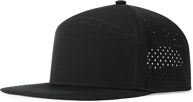 FEINION Men Flat Brim Adjustable Performance Hat Snapback Laser Perforated Baseball Cap