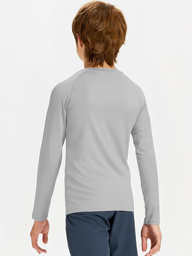DEVOROPA Youth Boys Compression Thermal Shirt Long Sleeve Kids Fleece Baselayer Soccer Baseball Undershirt Slim/Regular/Husky