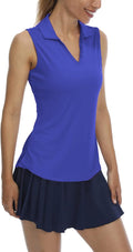 LastFor1 Women's Sleeveless Polo Golf Shirts Quick Dry 50+ UV Protection V-Neck with Collar Lightweight Tennis Tank Tops