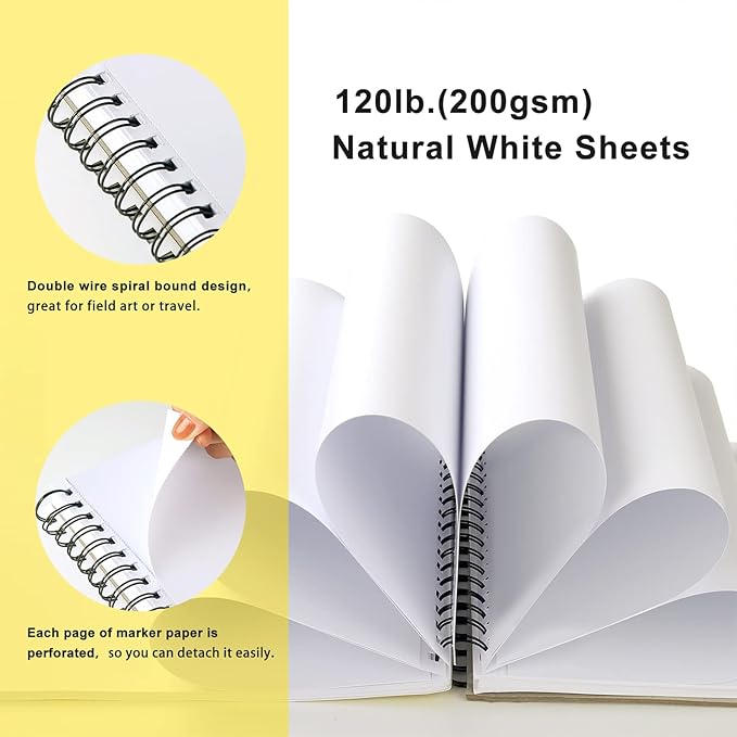 ArtBeek Marker Paper Pad, 60 Sheets Marker Sketchbook Bleedproof, Art Paper - Image 6