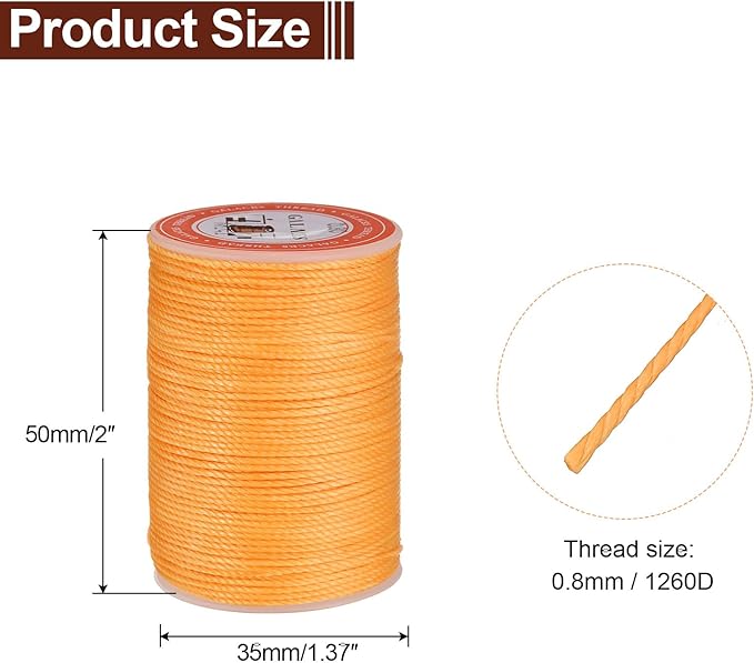 uxcell Round Leather Sewing Waxed Thread, 55m / 60 Yards Wax Polyester String - Image 2