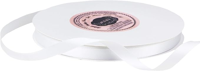 VATIN 3/8 inches Double Faced White Polyester Satin Ribbon - Image 4