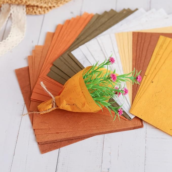 Natural Fiber Mulberry Tree, Banan Bark 6 x 6 Inches Square Origami Paper Arts - Image 5