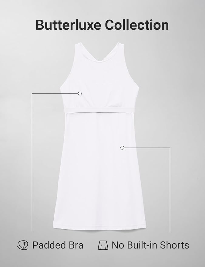 CRZ YOGA Butterluxe Racerback Mini Dress for Women - A Line Crewneck Casual Travel Outfits with Bras No Built-in Shorts