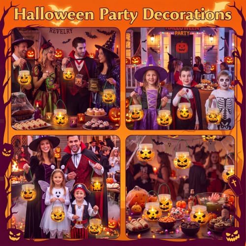 24 Sets Halloween Crafts Kits DIY Pumpkin Plastic Mason Jar
