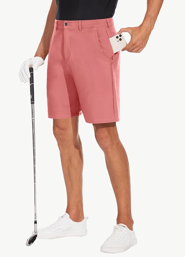 JWM Mens 7"/9" Stretch Golf Shorts - Lightweight Hybrid Casual Dress Work Flat Front Shorts with 5 Pockets Quick Dry UPF50
