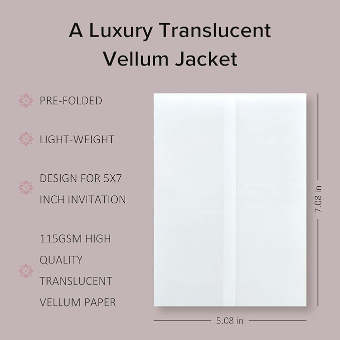 Puremigo 120 Pack Luxury Pre-Folded Vellum Jackets - Image 2