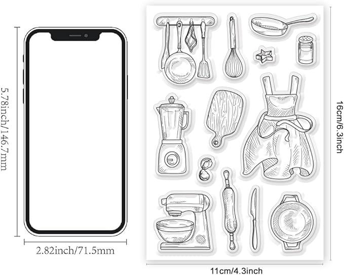 Kitchenware Clear Stamp 6.3x4.3 Cooking Tool Transparent Stamps - Image 2