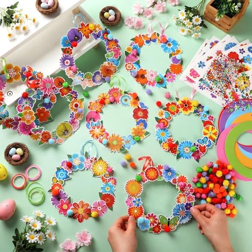 Hollowfly 48 Sets Flower Wreath Craft Kits DIY Wreath Seasonal Activities