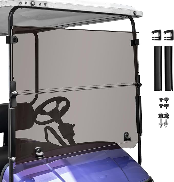 4.5mm Extra Thick Tinted Golf Cart Windshield - Compatible with EZGO TXT 1995-2013 Models (Gas & Electric) | Replacement Windshield for Golf Cart Accessories