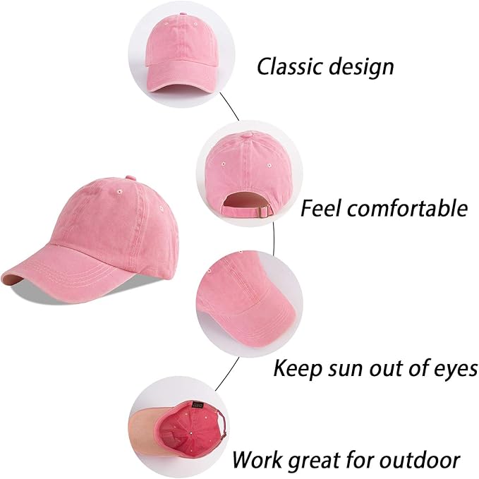 LANGZHEN Unisex Baseball Cap 100% Cotton Fits Men Women Washed Denim Adjustable Dad Hat