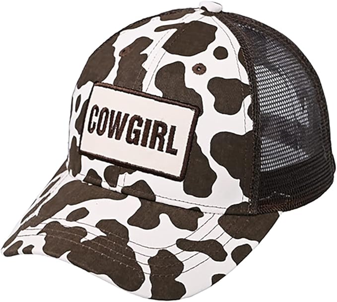 Funky Junque Trucker Hat for Women – Distressed Low Profile Western Camo Baseball Cap with Mesh, Trendy and Adjustable Fit