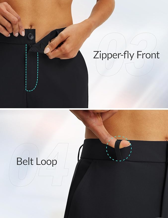 baleaf Women's Golf Pants Straight Leg Stretch Work Travel Pant with Pockets Dressy Bussiness Casual Slacks UPF 50+