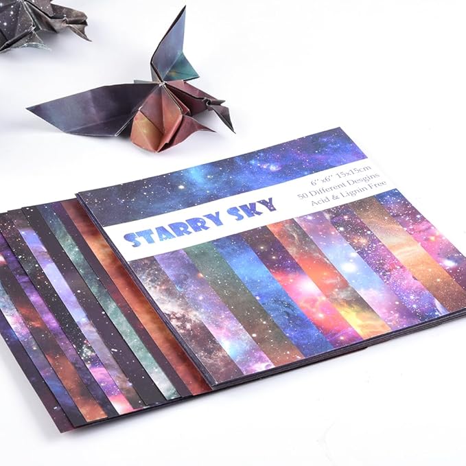 Origami Paper Kit 50 Sheets 70GSM 6 Inch Square Double Sided Color 50 Vivid - Image 4