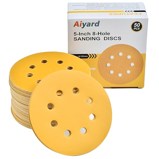 5-Inch 8-Hole Hook and Loop Sanding Discs 800-Grit Random Orbit Sandpaper by Aiyard